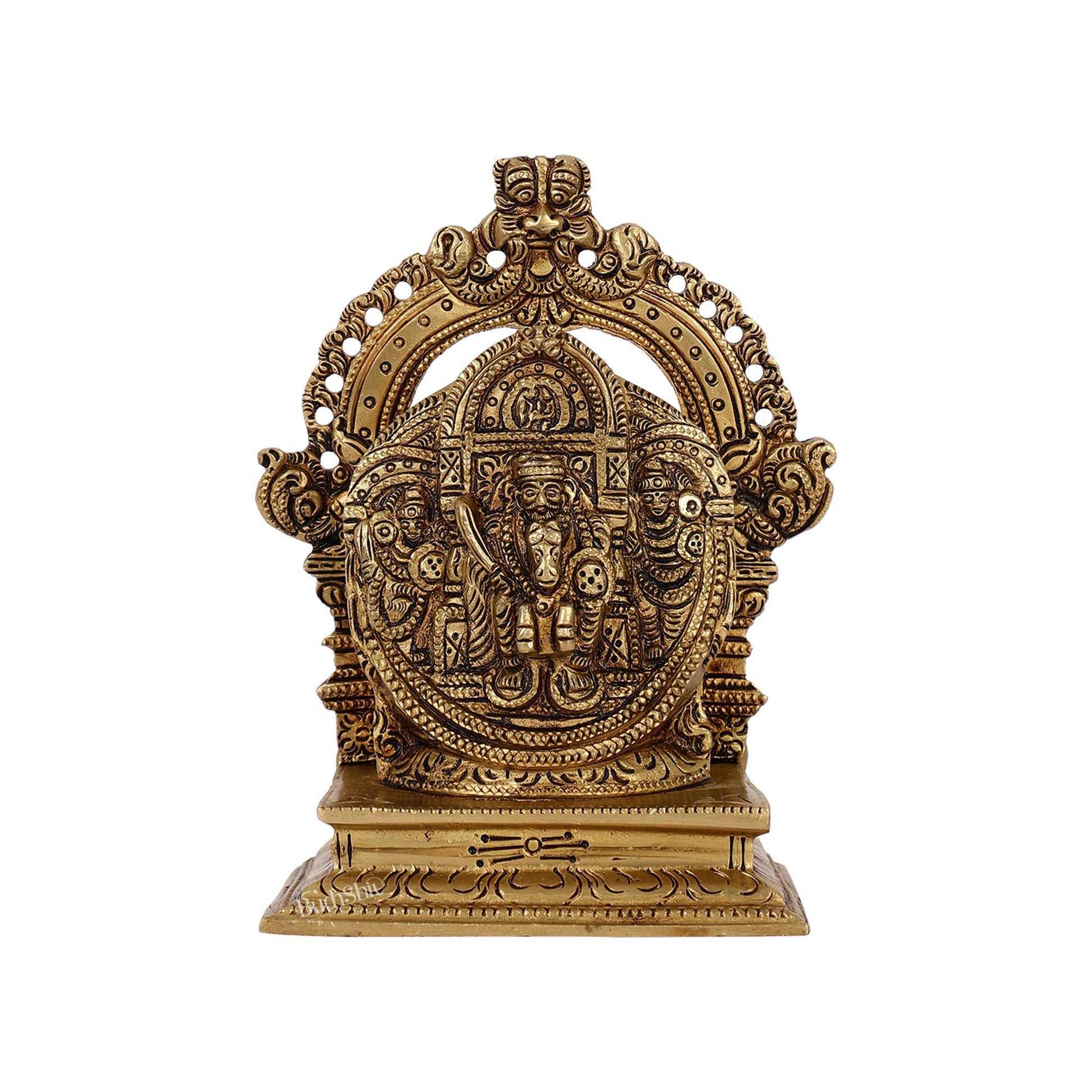 Intricate Brass Superfine Ravalnath Idol with Arch | 6" Height | Spiritual Splendor