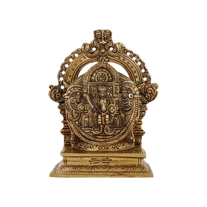Intricate Brass Superfine Ravalnath Idol with Arch | 6" Height | Spiritual Splendor