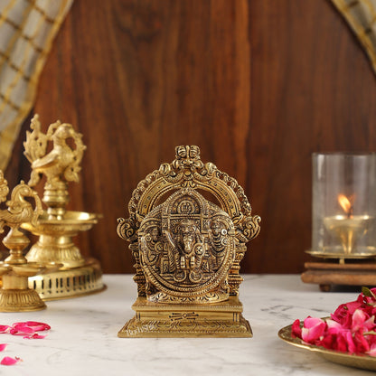 Intricate Brass Superfine Ravalnath Idol with Arch | 6" Height | Spiritual Splendor