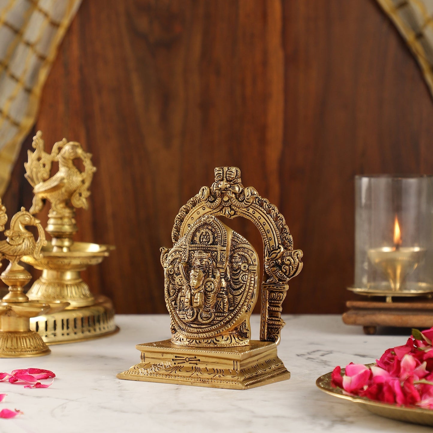 Intricate Brass Superfine Ravalnath Idol with Arch | 6" Height | Spiritual Splendor