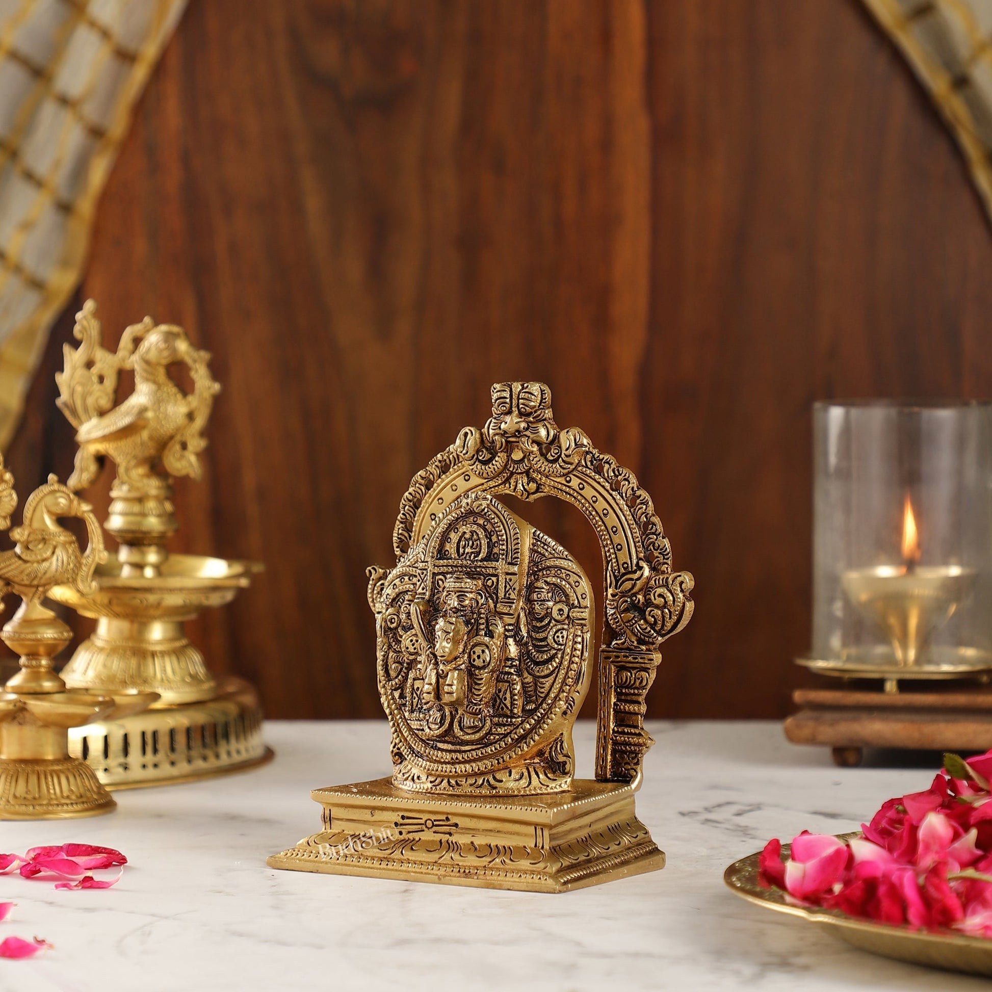 Intricate Brass Superfine Ravalnath Idol with Arch | 6" Height | Spiritual Splendor