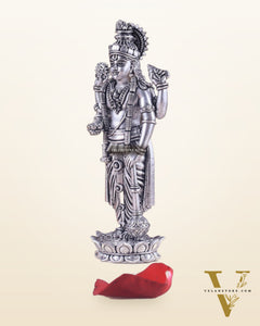 Intricate Brass superfine Vishnu idol 7 inch Silver plated
