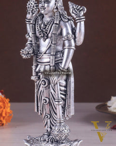 Intricate Brass superfine Vishnu idol 7 inch Silver plated