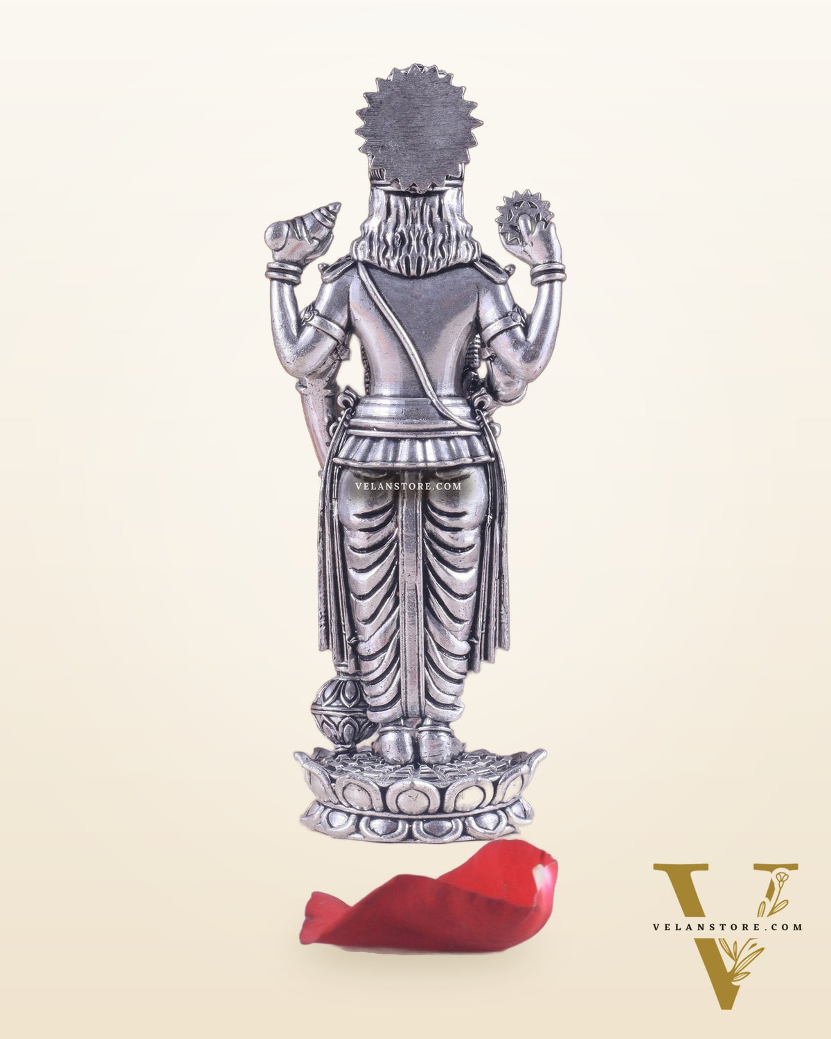 Intricate Brass superfine Vishnu idol 7 inch Silver plated