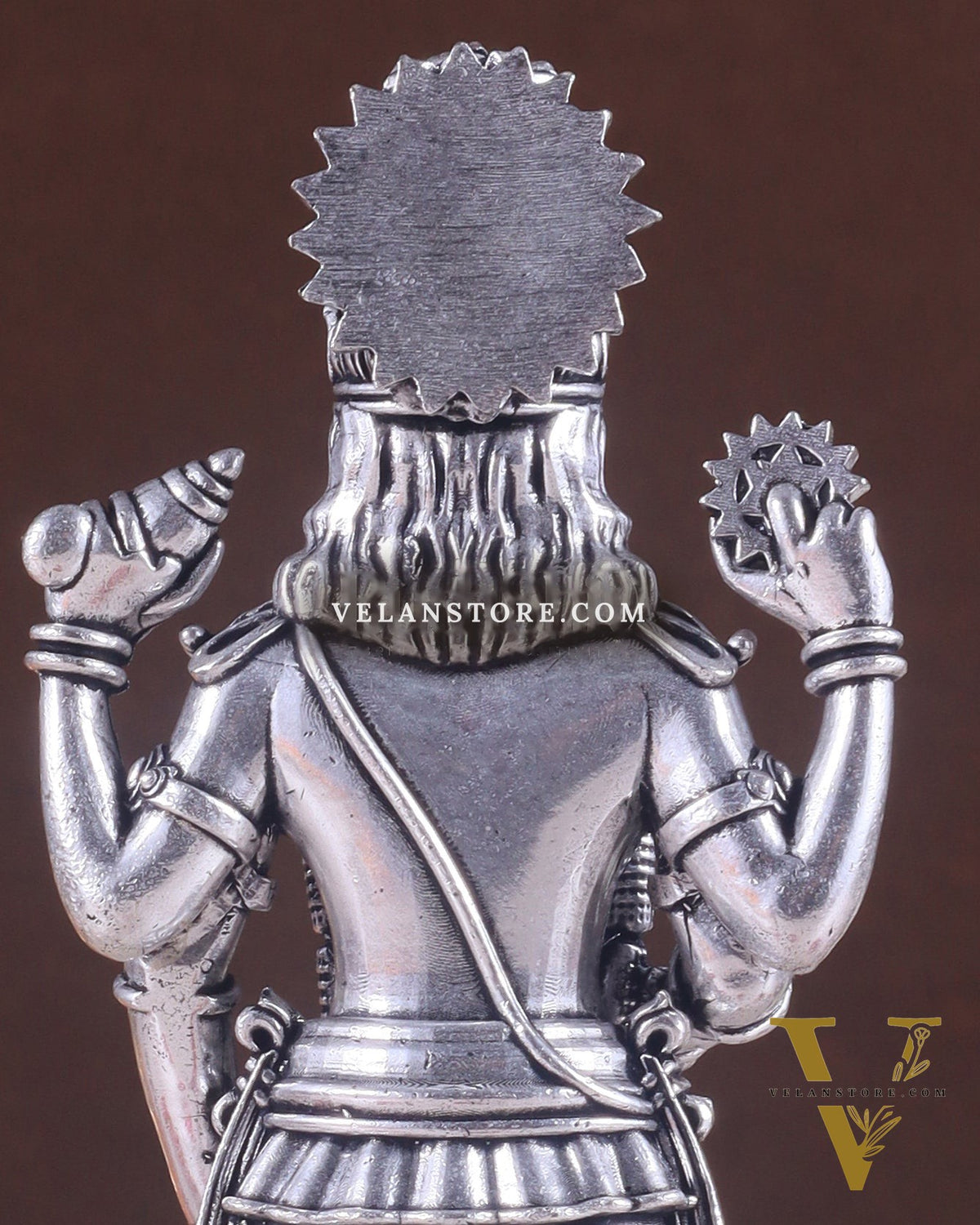 Intricate Brass superfine Vishnu idol 7 inch Silver plated