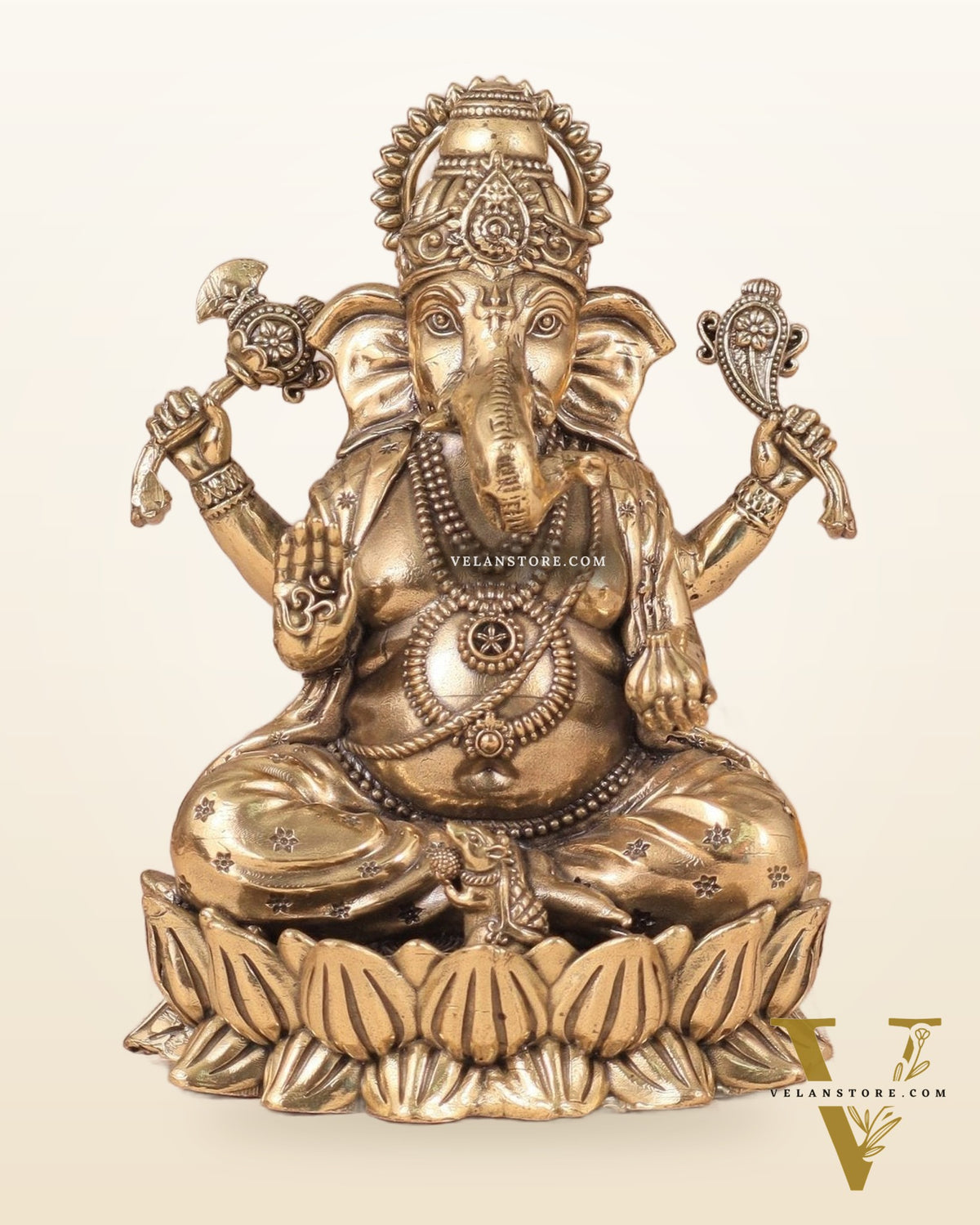 Intricate Ganesha Superfine Brass Idol with Clear Detailing 6'