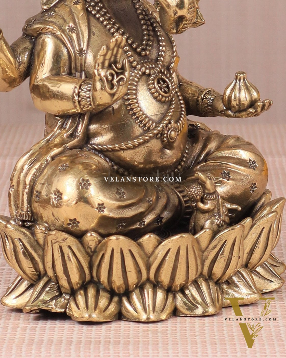 Intricate Ganesha Superfine Brass Idol with Clear Detailing 6'