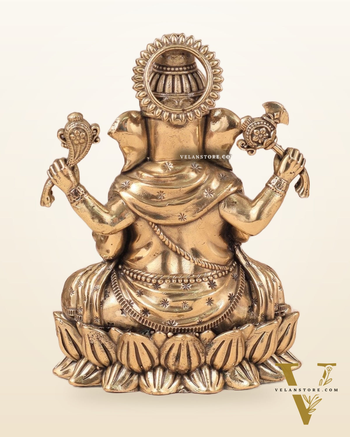 Intricate Ganesha Superfine Brass Idol with Clear Detailing 6'