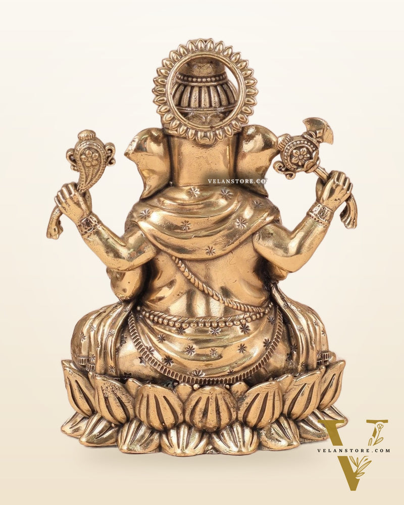 Intricate Ganesha Superfine Brass Idol with Clear Detailing 6'