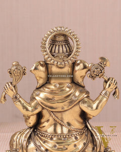Intricate Ganesha Superfine Brass Idol with Clear Detailing 6'