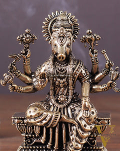 Intricate Hollow-Cast Goddess Varahi Superfine Brass Idol – 4" Tall