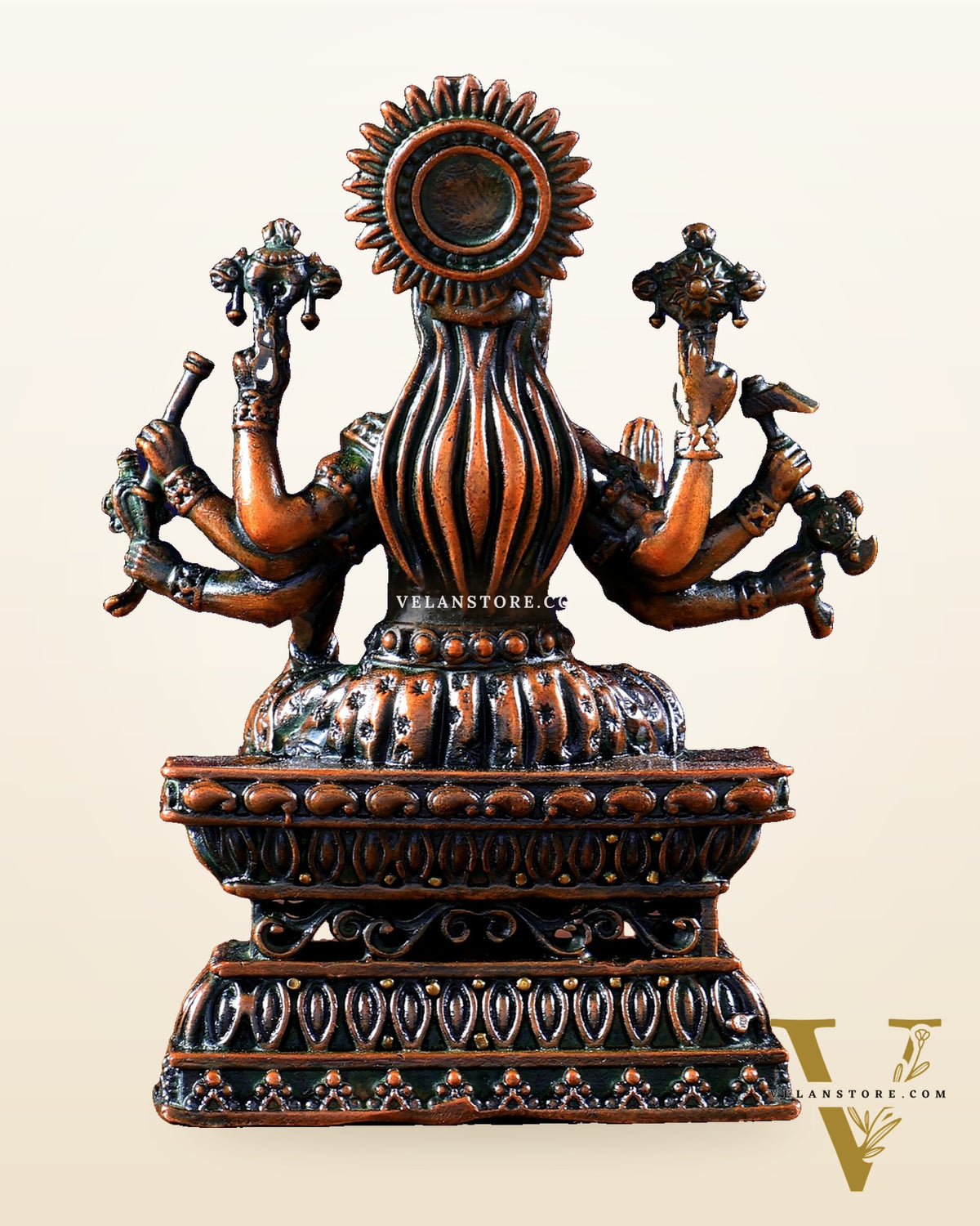 Intricate Hollow-Cast Goddess Varahi Superfine Brass Idol – 4" Tall chola brown tone