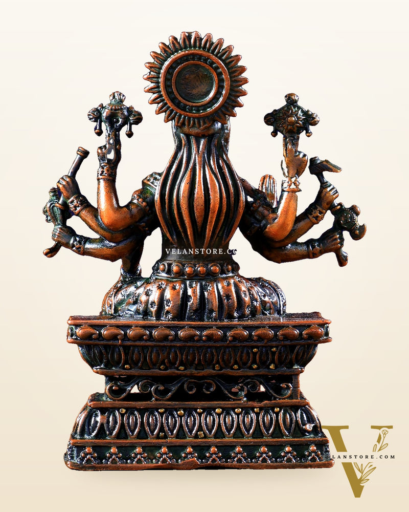 Intricate Hollow-Cast Goddess Varahi Superfine Brass Idol – 4" Tall chola brown tone