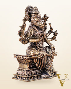 Intricate Hollow-Cast Goddess Varahi Superfine Brass Idol – 4" Tall
