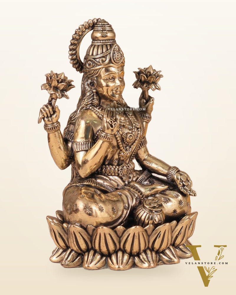 Intricate Lakshmi Superfine Brass Idol with Clear Detailing