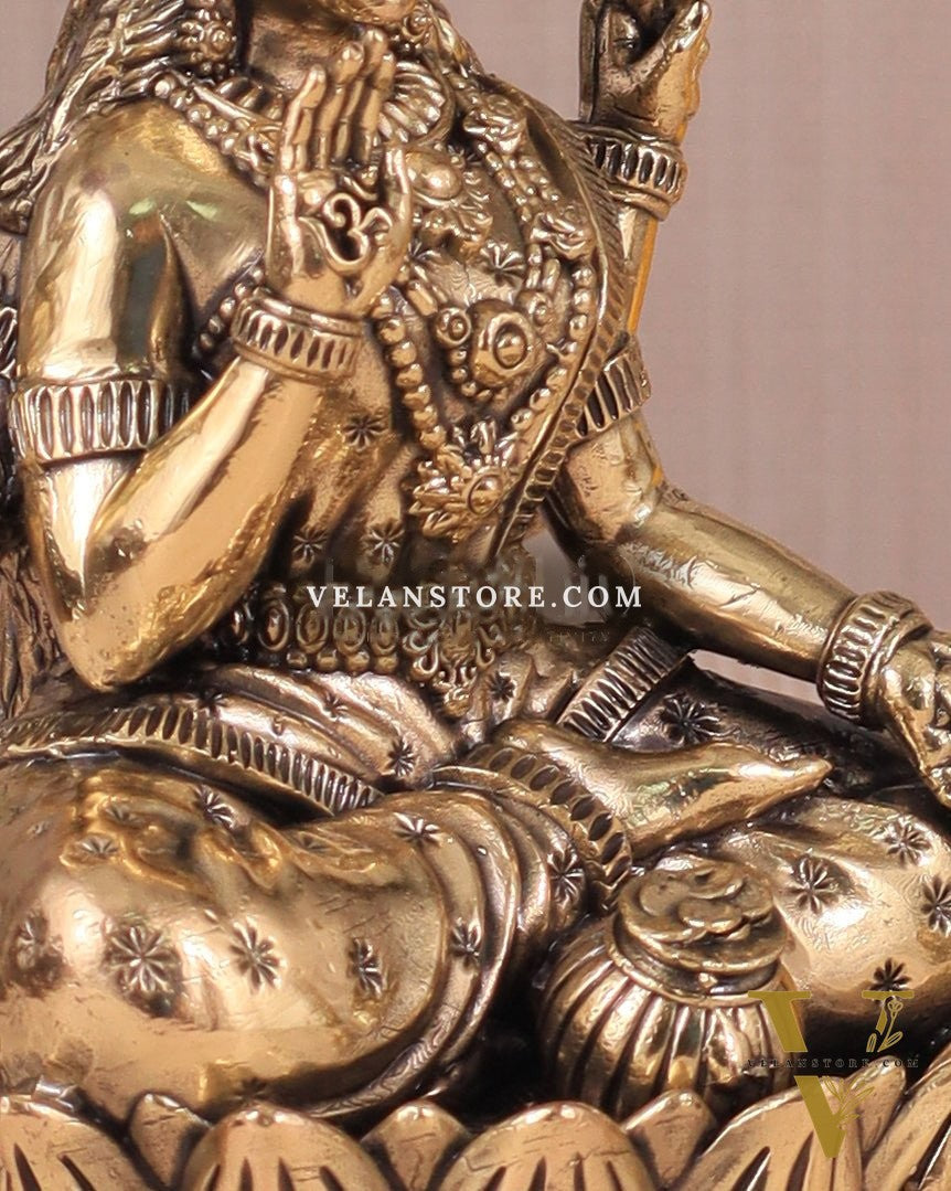Intricate Lakshmi Superfine Brass Idol with Clear Detailing