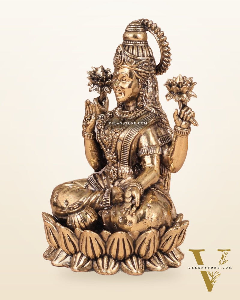 Intricate Lakshmi Superfine Brass Idol with Clear Detailing