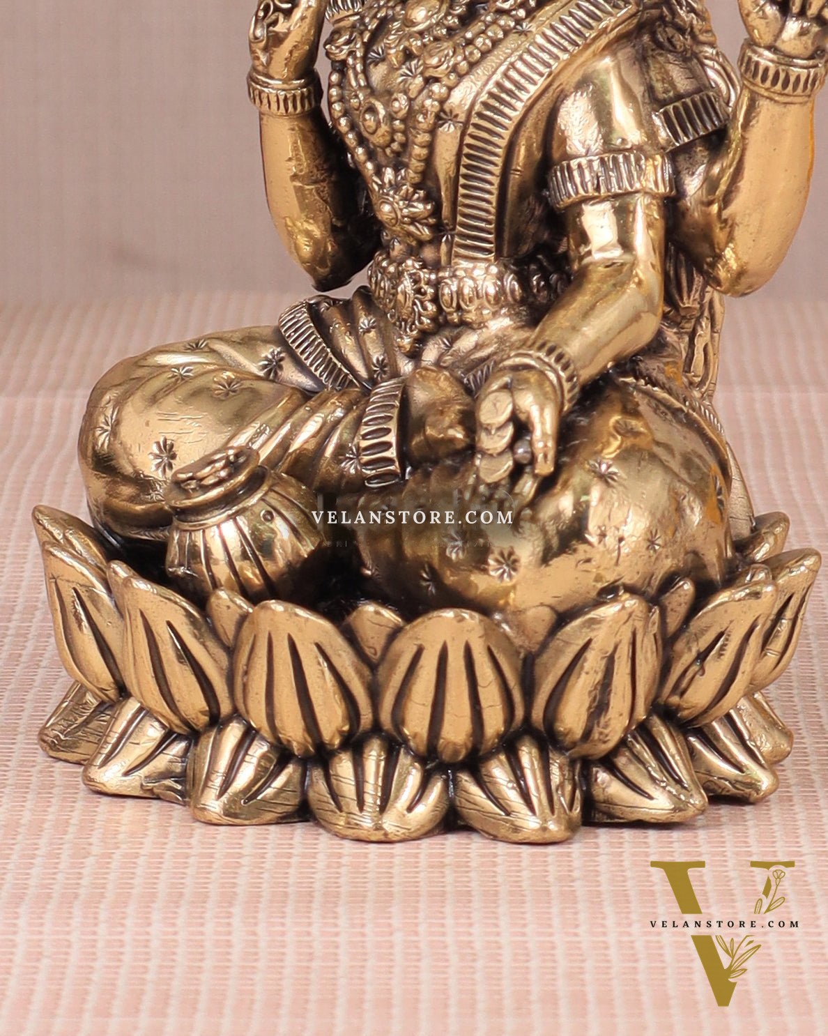 Intricate Lakshmi Superfine Brass Idol with Clear Detailing