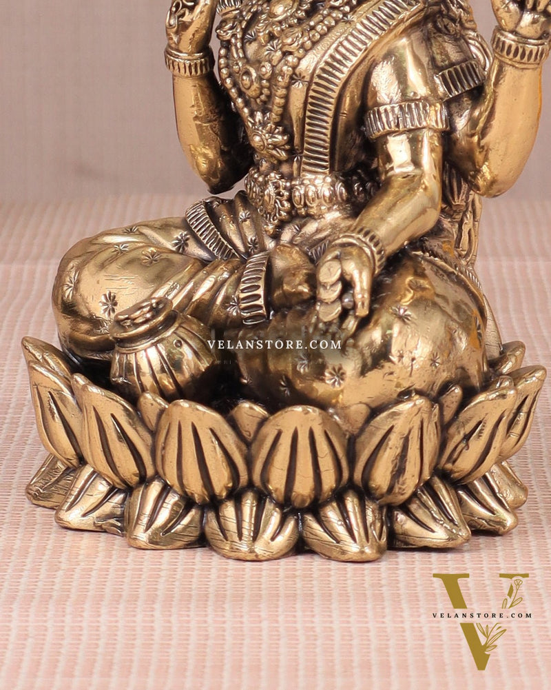 Intricate Lakshmi Superfine Brass Idol with Clear Detailing