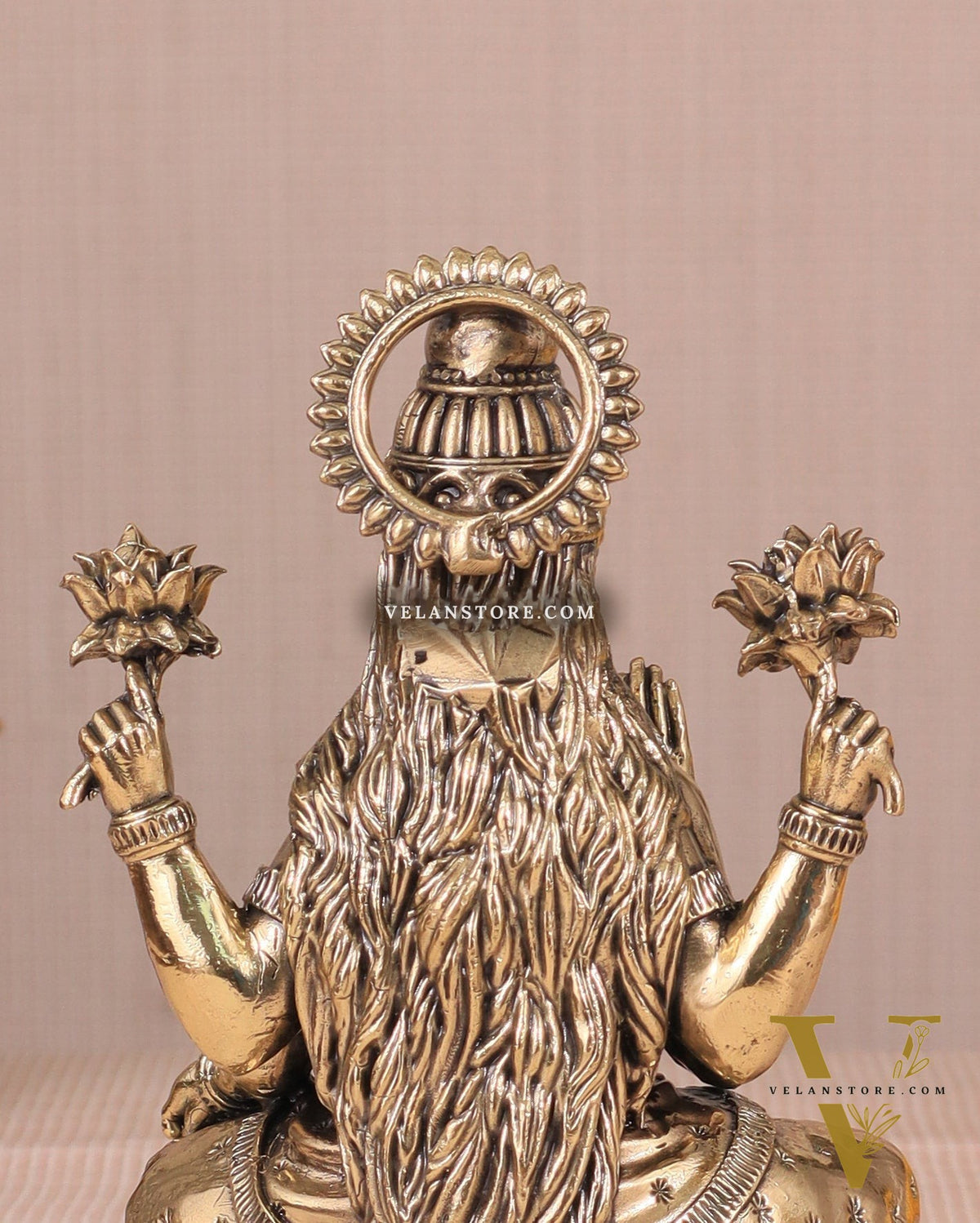 Intricate Lakshmi Superfine Brass Idol with Clear Detailing
