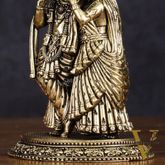 Intricate Lightweight Brass Radha Krishna Idol - 6"