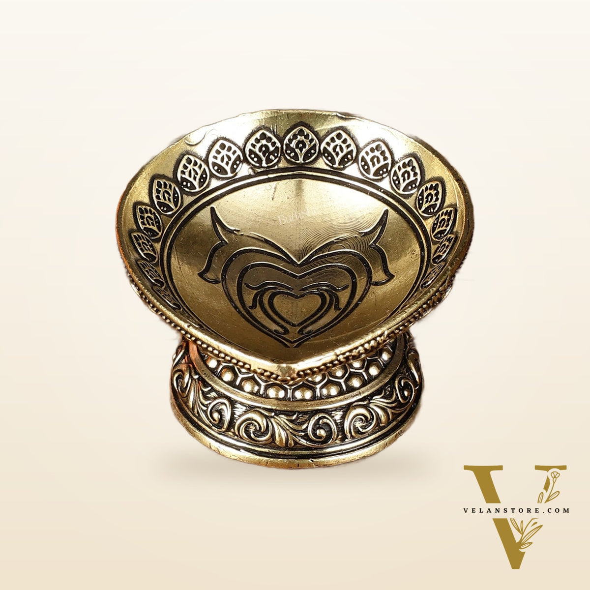 Intricate Small Brass Diya Oil Lamp - 2.5 Inch