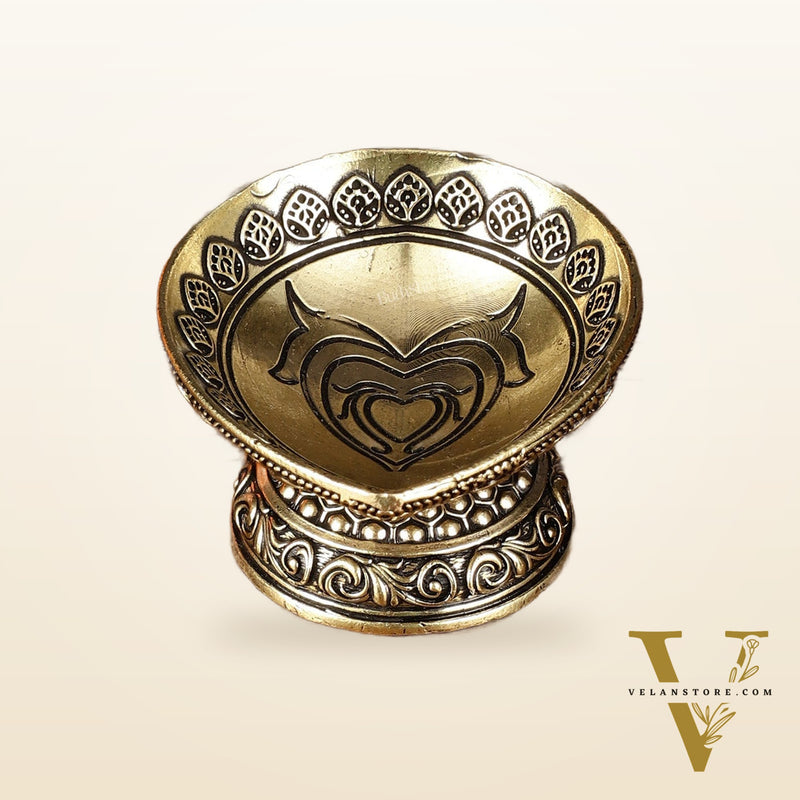 Intricate Small Brass Diya Oil Lamp - 2.5 Inch