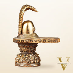 Intricate Small Lightweight Brass Shivling - 3.5-inch