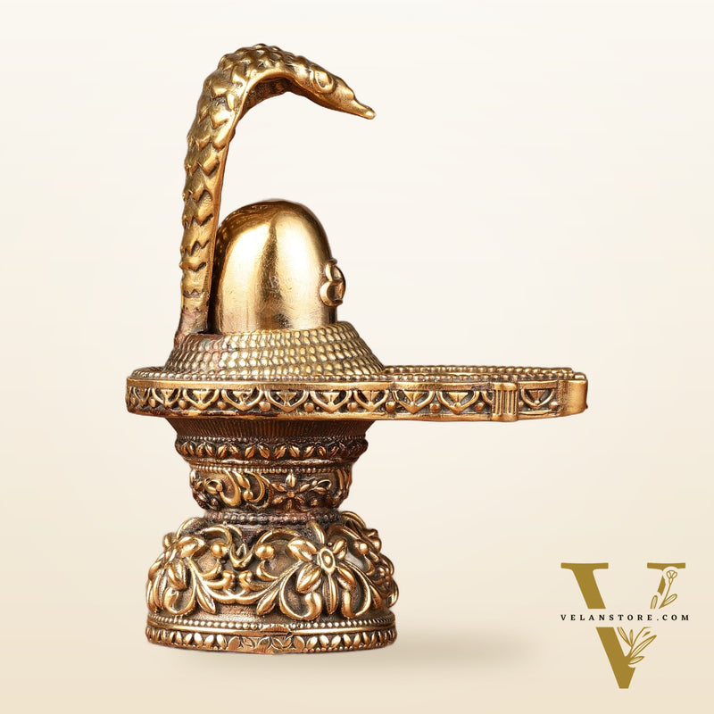 Intricate Small Lightweight Brass Shivling - 3.5-inch