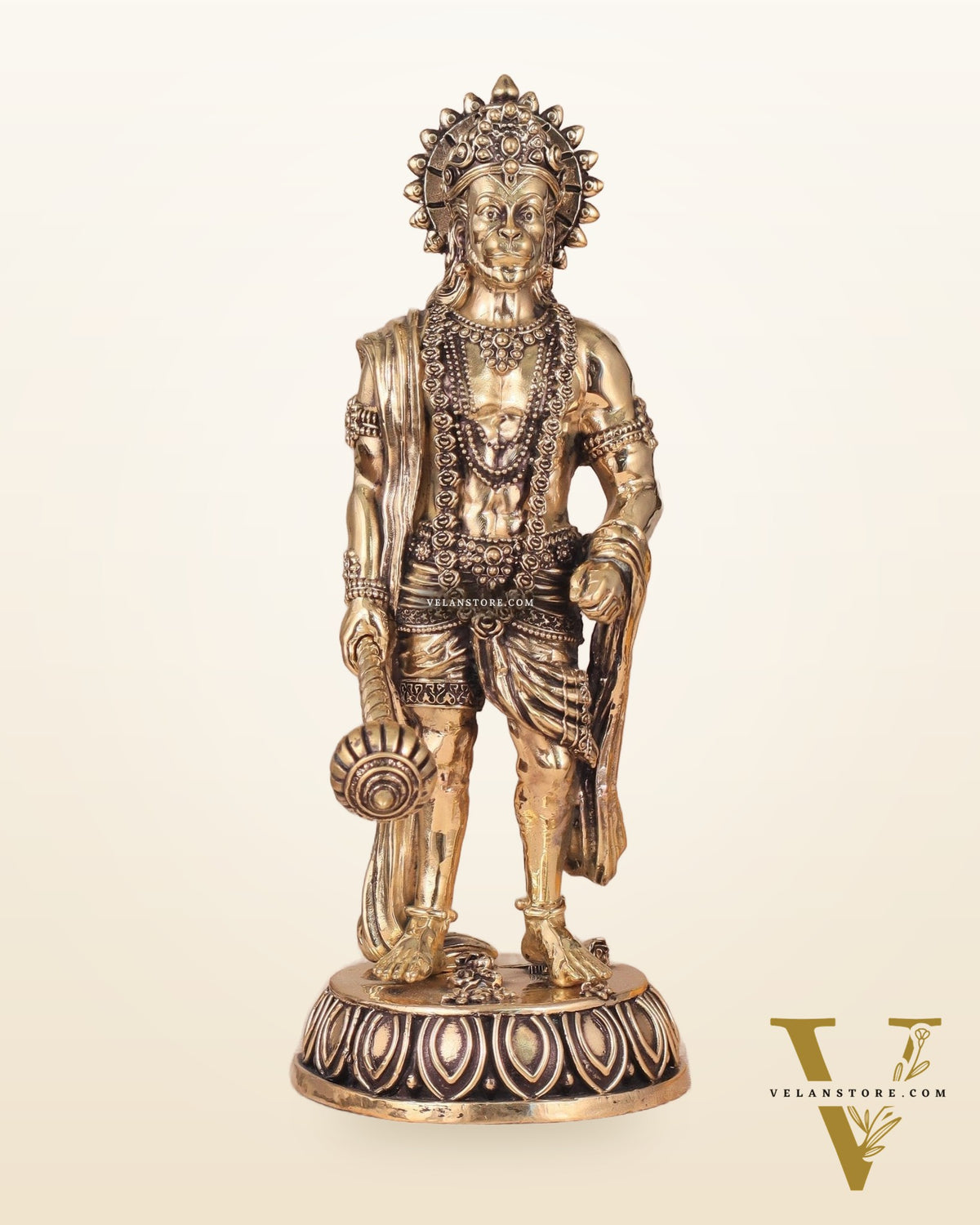 Intricate Standing Hanuman Ji Brass Sculpture - 10.5"