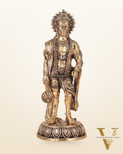 Intricate Standing Hanuman Ji Brass Sculpture - 10.5"