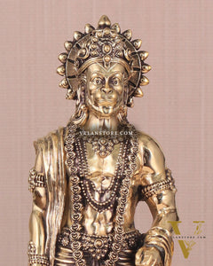 Intricate Standing Hanuman Ji Brass Sculpture - 10.5"