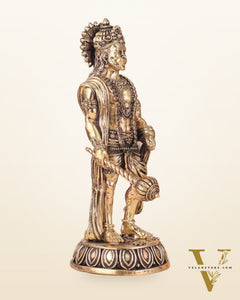 Intricate Standing Hanuman Ji Brass Sculpture - 10.5"