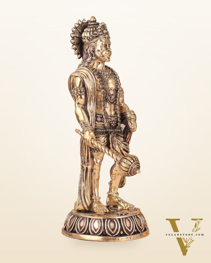 Intricate Standing Hanuman Ji Brass Sculpture - 10.5"