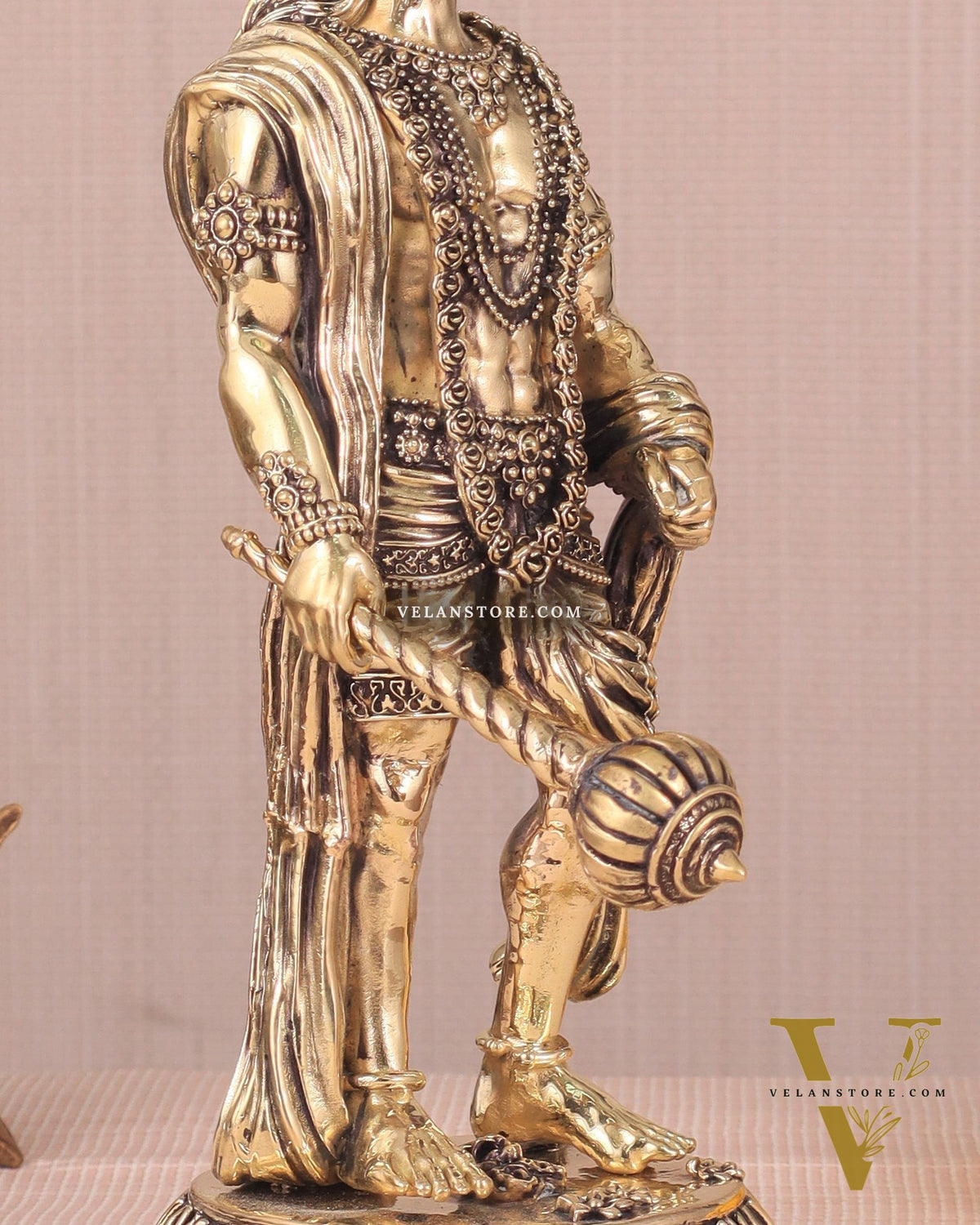 Intricate Standing Hanuman Ji Brass Sculpture - 10.5"