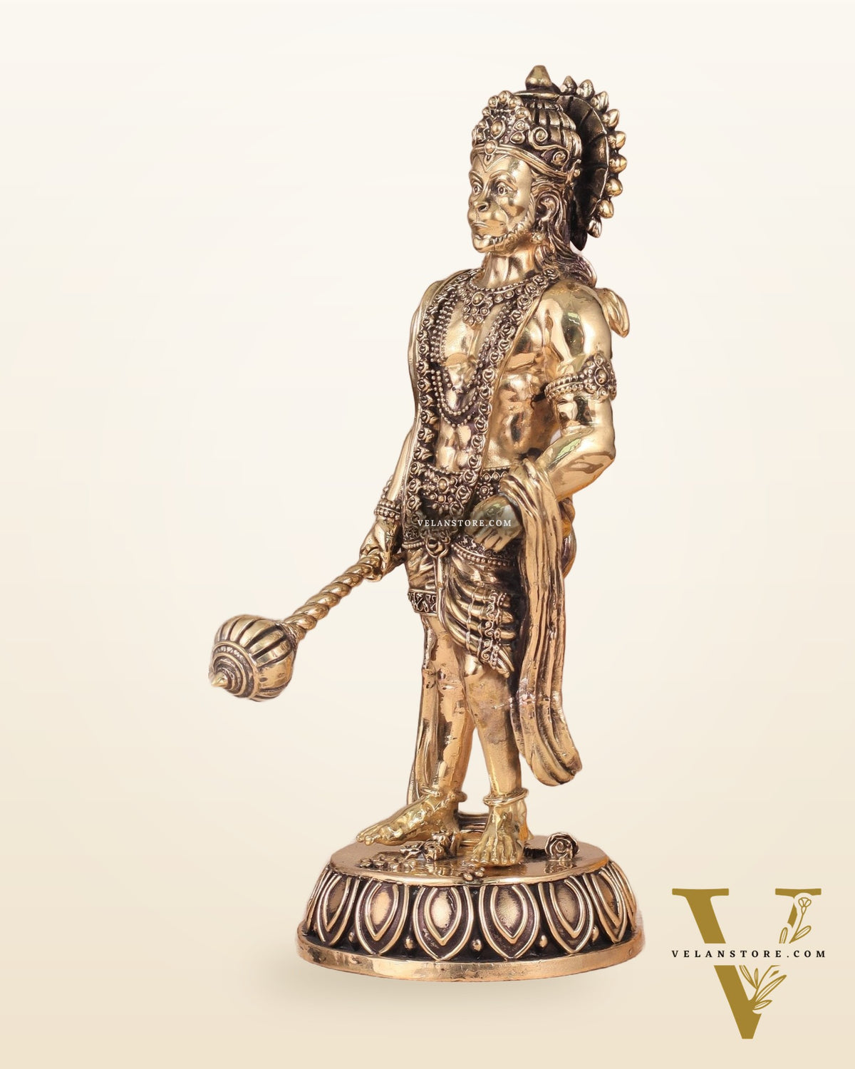 Intricate Standing Hanuman Ji Brass Sculpture - 10.5"