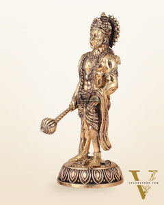 Intricate Standing Hanuman Ji Brass Sculpture - 10.5"
