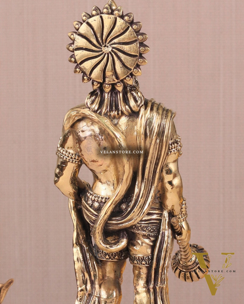 Intricate Standing Hanuman Ji Brass Sculpture - 10.5"