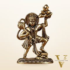 Intricate Superfine Brass Hanuman Idol Holding Sanjeevani – 2.5 Inch (6.35 cm)
