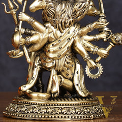 Intricate Superfine Brass Panchmukhi Hanuman Idol - 6" Tall