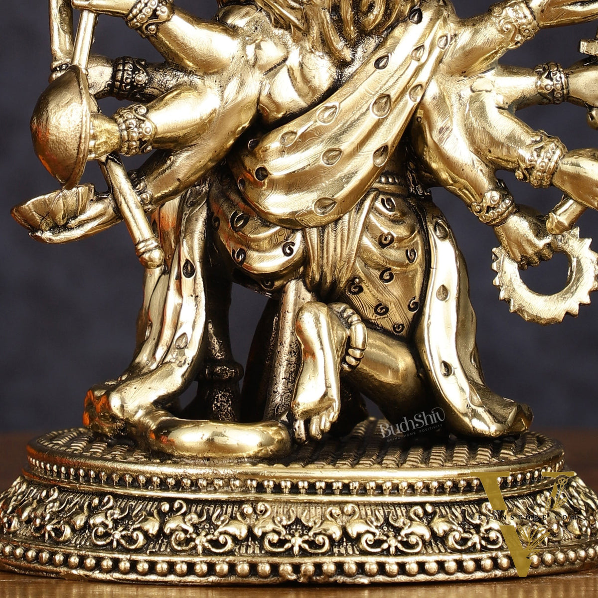 Intricate Superfine Brass Panchmukhi Hanuman Idol - 7" Tall