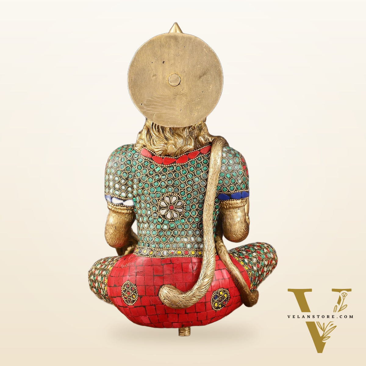 Intricately Carved Brass Lord Hanuman Idol - 11" Height, Spiritual Blessing