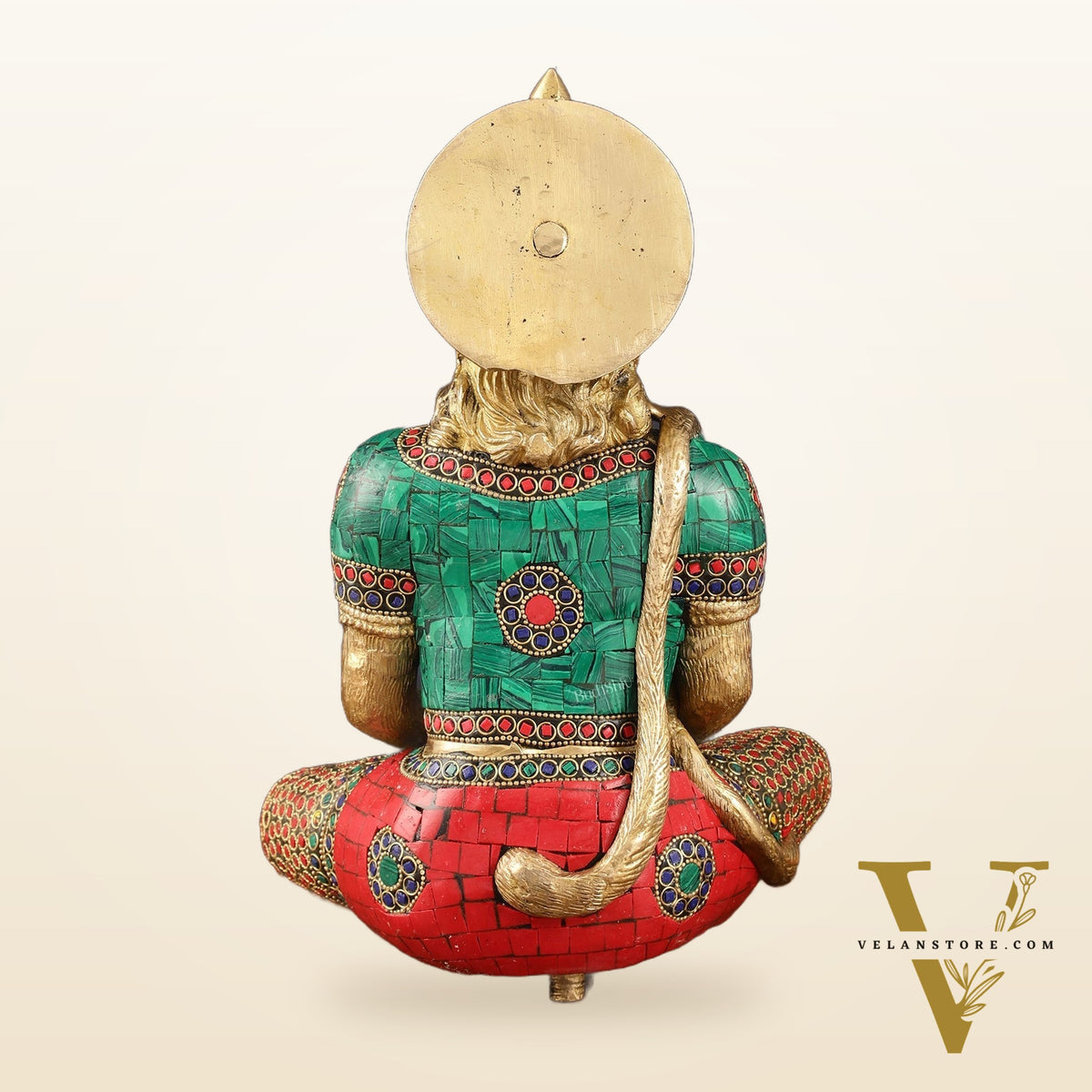 Intricately Carved Brass Lord Hanuman Idol - 11" Height, Spiritual Decor