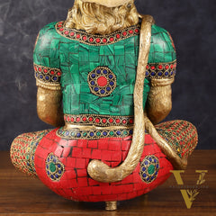 Intricately Carved Brass Lord Hanuman Idol - 11" Height, Spiritual Decor
