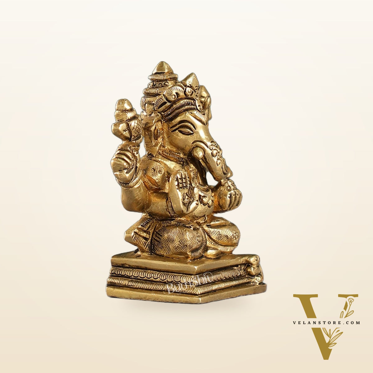 Intricately Crafted Brass Ganesha Idol | Height 3.5 inches |