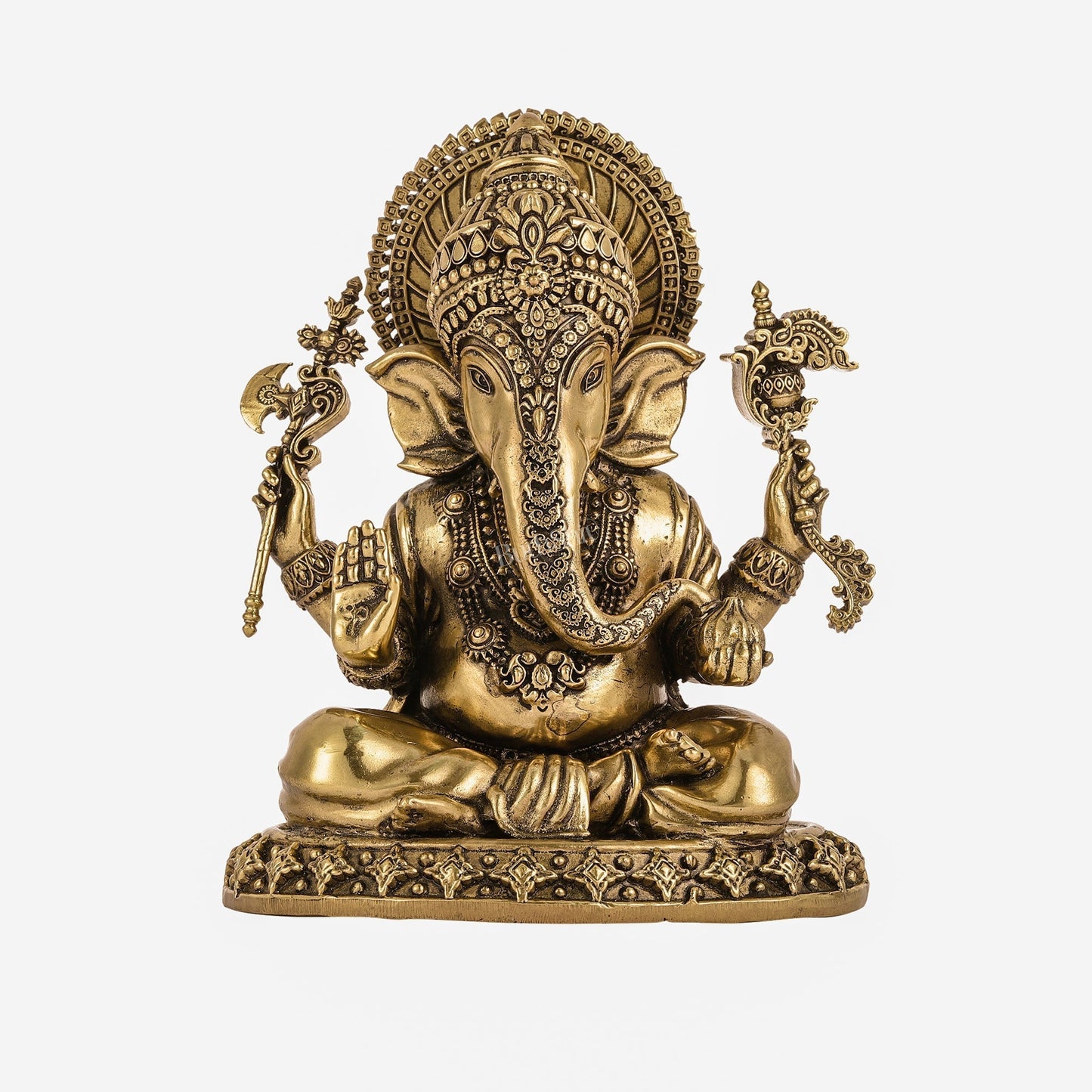 Intricately Crafted Pure superfine Brass Lord Ganesha Statue - 6.5"