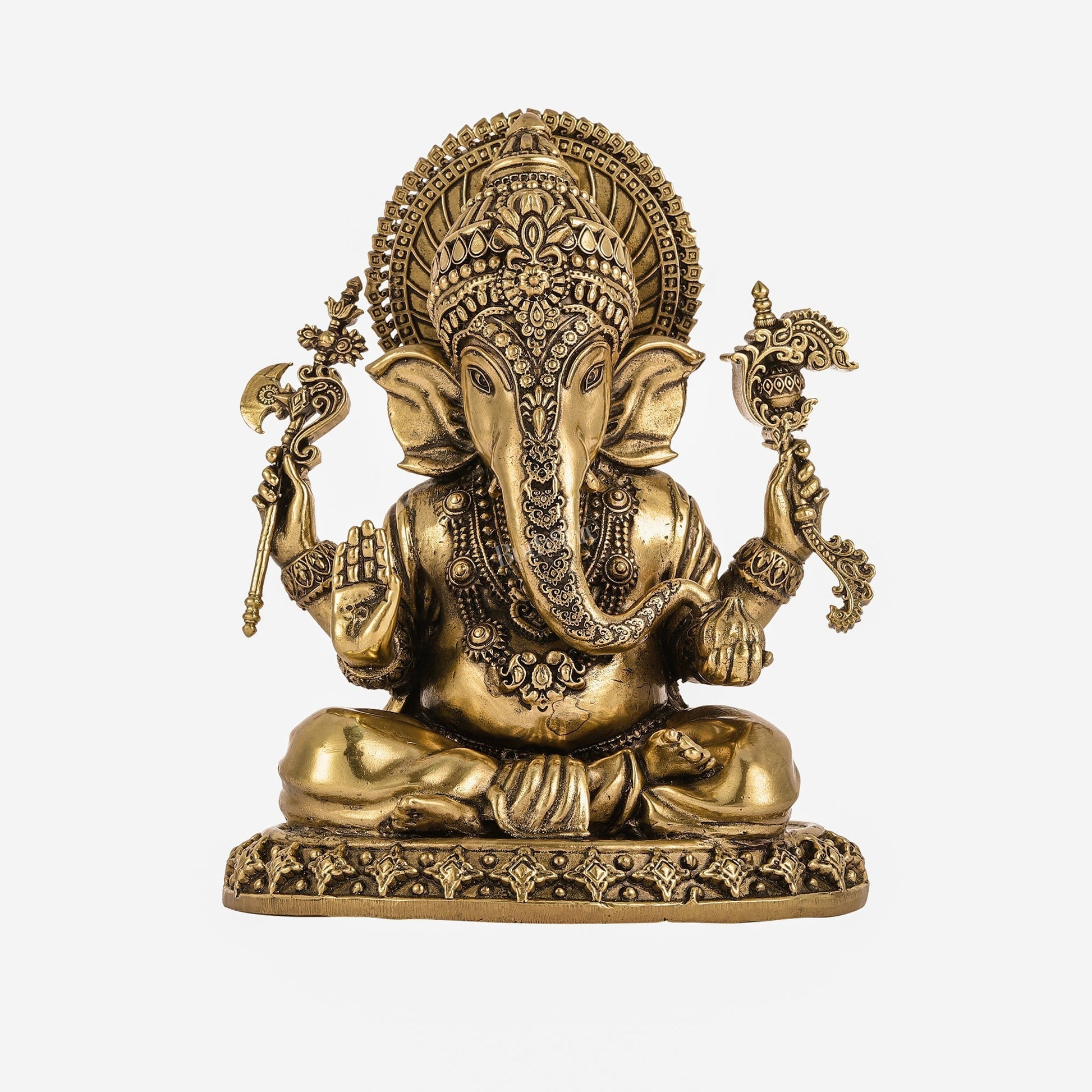 Intricately Crafted Pure superfine Brass Lord Ganesha Statue - 6.5"