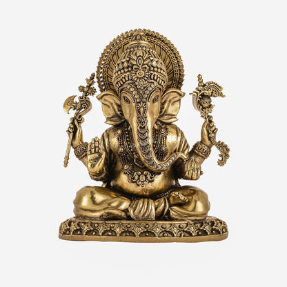 Intricately Crafted Pure superfine Brass Lord Ganesha Statue - 6.5"