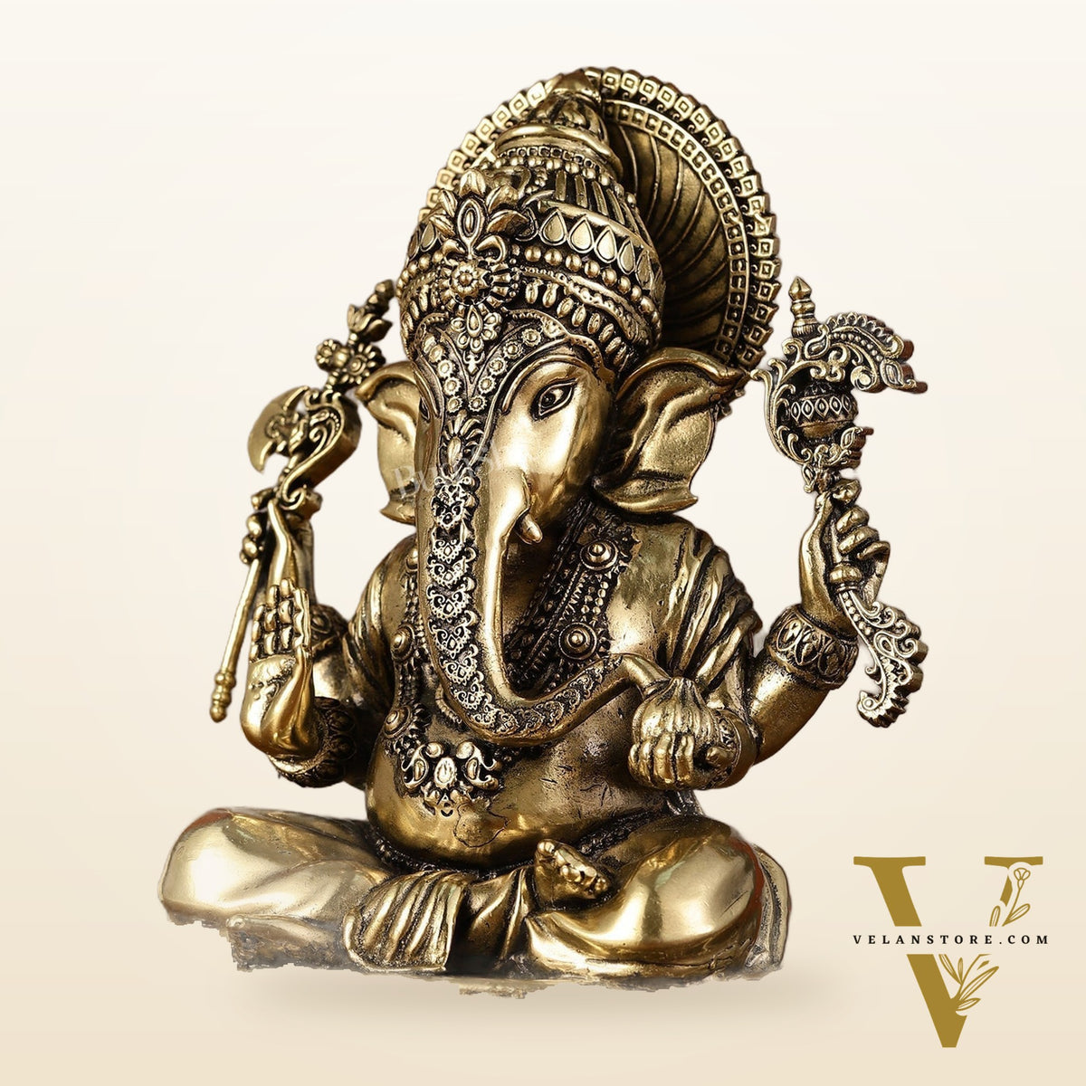 Intricately Crafted Pure superfine Brass Lord Ganesha Statue - 6.5"