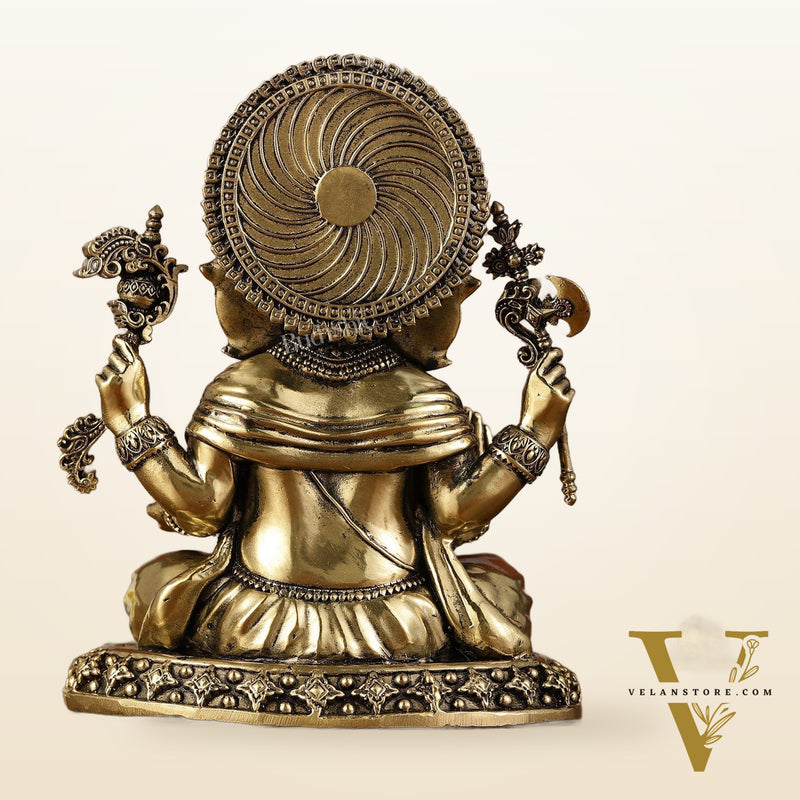 Intricately Crafted Pure superfine Brass Lord Ganesha Statue - 6.5"